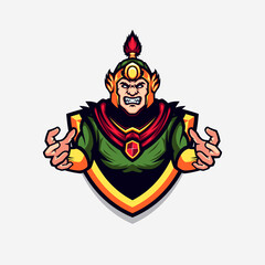Angry Fighter Chinese Warrior Ancient Dynasty Vector Mascot