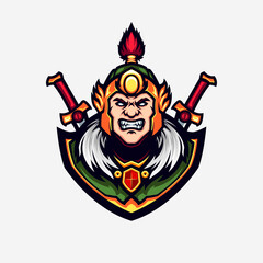 Chinese Warrior Head Ancient Dynasty Vector Mascot