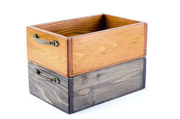 Wooden box. Old box on a white background. Grocery box