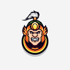 Head of Chinese Warrior Ancient Dynasty Vector Mascot