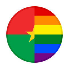 round icon with burkina faso and rainbow flags. vector illustration isolated on white background