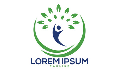 Obraz premium Unique human leaf logo Modern and minimalist vector and abstract logo