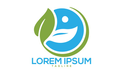 Fototapeta premium Unique human leaf logo Modern and minimalist vector and abstract logo