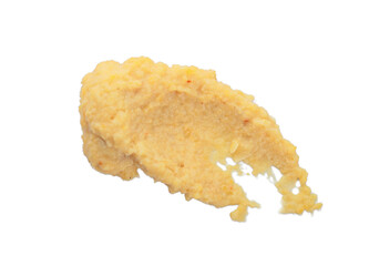 Smear of delicious hummus on white background