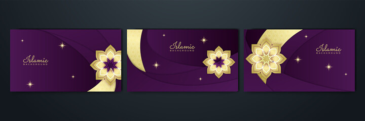 Islamic Background design for Ramadan Kareem. Ornamental arabic blue gold pattern Islamic design background