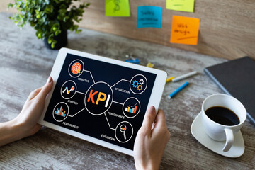 KPI Key Performance Indicator. Industrial Manufacturing Business Marketing Strategy Concept.