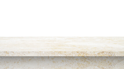 perspective of polished beige marble tabletop for interior and display show products. studio room...