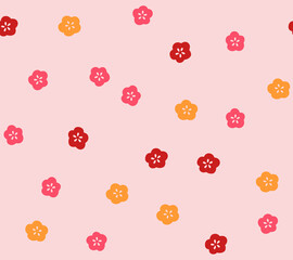 Japanese Colorful Cute Cherry Blossom Vector Seamless Pattern