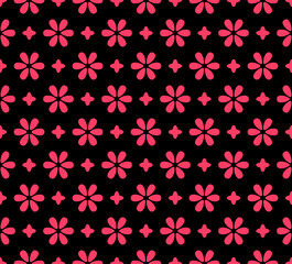 Japanese Cute Round Flower Vector Seamless Pattern
