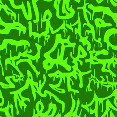 Green drips of paint on a dark background. Print for printing.