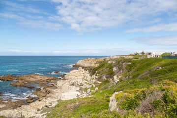 Indian Ocean seen from the Cliff Path of Hermanus in the Western Cape of South Africa