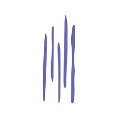 Vector flat simplified concept with purple (very peri) stripes. Illustration with isolated hand drawn scratches on white background