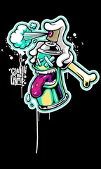 Zelfklevend Fotobehang illustration vector graphic of cartoon character monster spray graffiti © yogas