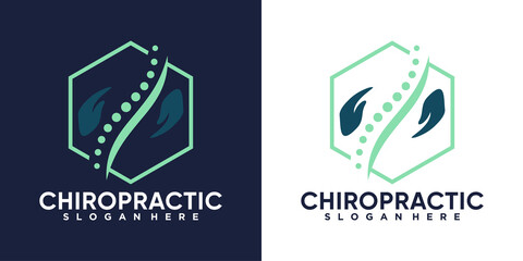 chiropractic logo design with creative concept - obrazy, fototapety, plakaty