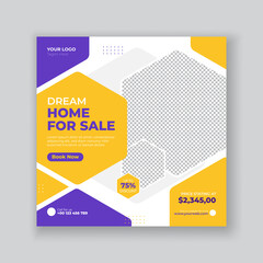 Real estate house property instagram post or square banner template