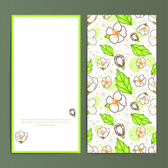 Hand drawn background seamless pattern with jasmine flower for card set