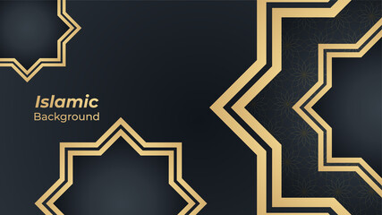 Fototapeta na wymiar Ornamental mandala Black gold pattern Islamic design background. Ramadan Kareem background