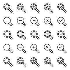 Outline icons for magnifier glass.