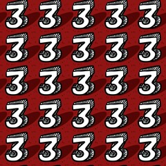 seamless pattern of number threee