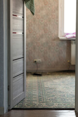 house, interior doors open in a dark corridor