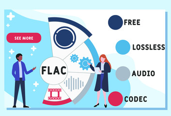 Fototapeta na wymiar FLAC - Free Lossless Audio Codec acronym. business concept background. vector illustration concept with keywords and icons. lettering illustration with icons for web banner, flyer, landing