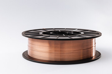 Welding wire spool on a white background