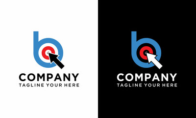 Letter b or alphabet with arrow vector logo design vector template. on a black and white background.