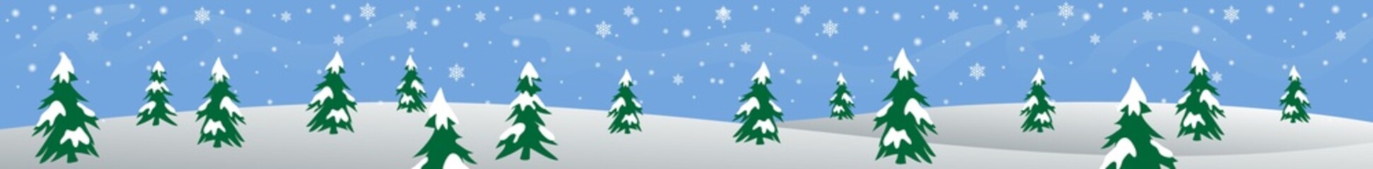 winter horizontal banner, merry christmas and happy new year, snowflake nature panorama, blue color, creative template design vector graphic