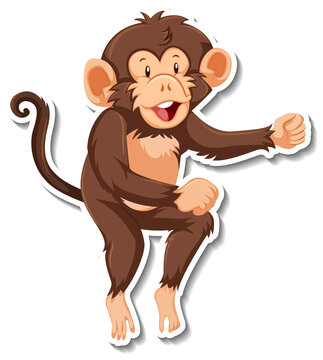 Monkey dancing animal cartoon sticker