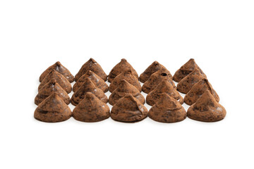 Chocolate truffles isolated on a white background.