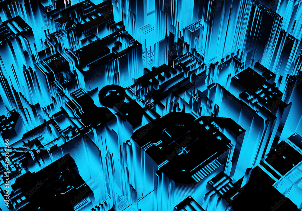 Poster three-dimensional background without focus. technical or technological abstraction. pattern of elect