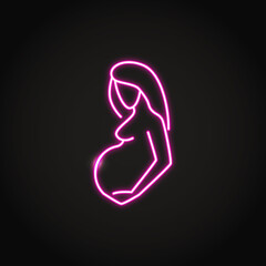 Neon pregnant woman icon in line style