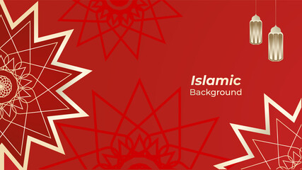 Ornamental arabic red pattern Islamic design background. Ramadan Kareem banner background