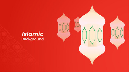 Ornamental red pattern Islamic design background. Ramadan Kareem banner background