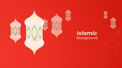 Fototapeta na wymiar Ornamental red pattern Islamic design background. Ramadan Kareem banner background
