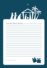 Letter to the Three Wise Men from the East. Template written in Spanish	. Three Wise Men and Nativity Scene portal	