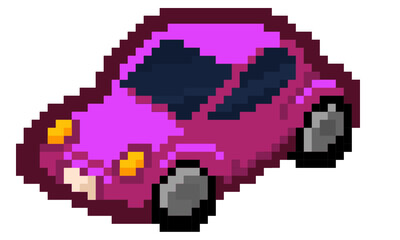 Obraz premium Pixel Art - Beetle Car - Beige - Cartoon style - 8bit Game Art