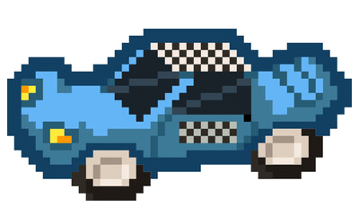 Pixel Art - Blue Muscle /  Sport Car - Cartoon style - 8bit Game Art