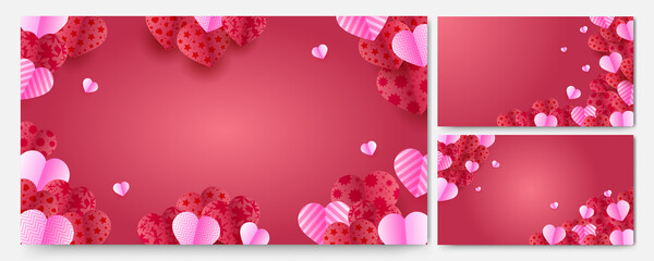 Valentine's day love banner background. Valentine's day Red Pink Papercut style design background. Design for special days, women's day, birthday, mother's day, father's day, Christmas.
