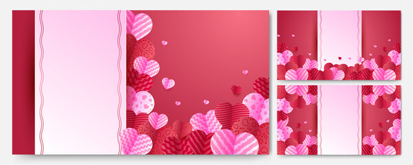 Valentine's day love banner background. Valentine's card Red Pink Papercut style design background. Design for special days, women's day, birthday, mother's day, father's day, Christmas.