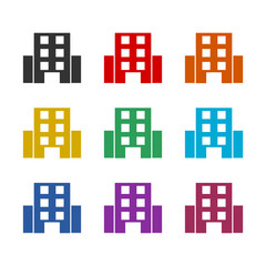 Naklejka premium Building icon isolated on white background, color set