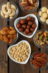 assortments of nuts on wooden surface