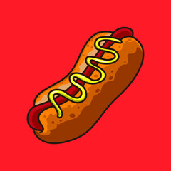 CLEAN HOT DOG FOOD ILLUSTRATION
