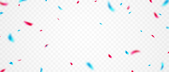 Celebration background template with confetti and colorful ribbons.