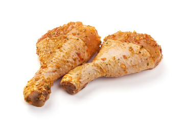 Chicken drumsticks BBQ, isolated on white background.