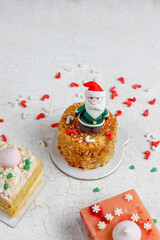 Delicious christmas dessert slices decorated with sprinkles.