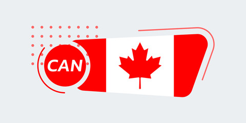 Canada flag icon or badge with maple leaf. Canadian national emblem with abstract background and geometric shapes. Vector illustration.