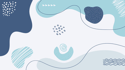 Abstract backgrounds with organic shapes and hand draw line in pastel colors. Modern design template with space for text. Minimal stylish cover for branding design. Vector illustration