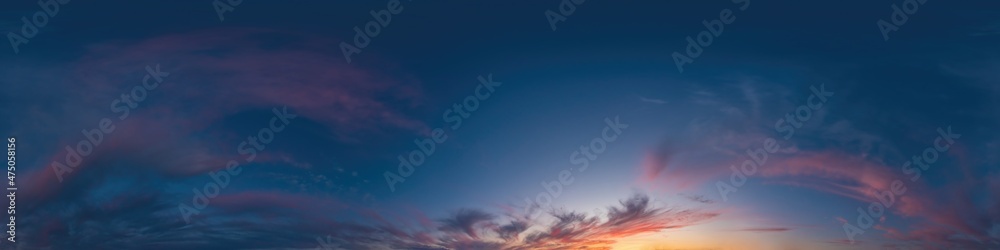 Canvas Prints blue evening sky seamless panorama spherical equirectangular 360 degree view with cumulus clouds, se