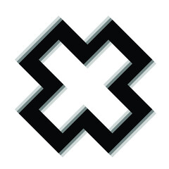 Obraz premium Glitch distorted geometric shape . Blurred cross .Minimal art design . Noise destroyed logo . Trendy defect error shapes . Glitched frame .Broken effect .vector 